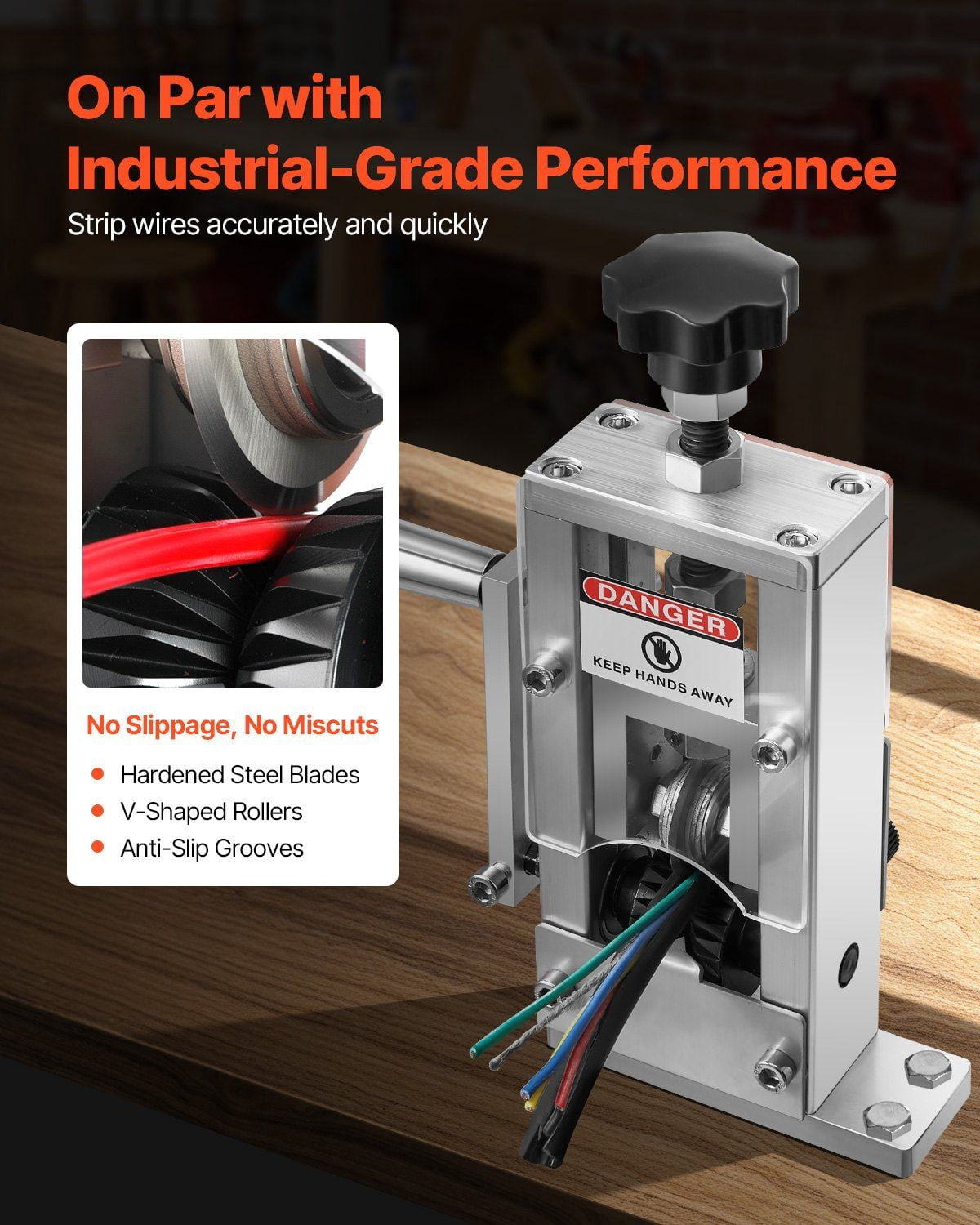 Manual Wire Stripper Stripping Machine Compact Portable Aluminum Alloy with 64Mn Blades, 0.06–1 Inch Cable Capacity, Hand Crank or Drill Powered Scrap Wire Tool for Recycling and Side Hustle