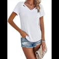 thumbnail image 3 of Tops con Escote en V y para Mujer, Camisetas de Verano, Camisetas Informales Lisas de Corta, Camisetas Blancas S, 3 of 10
