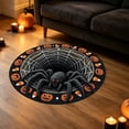 thumbnail image 6 of 3D Trap Halloween Circular Carpet – Skeleton Mummy Web Depth Illusion Rug, Soft Polyester Floor Mat for Bedroom Entrance, Non Shedding Holiday Decor Foot Pad, 6 of 6