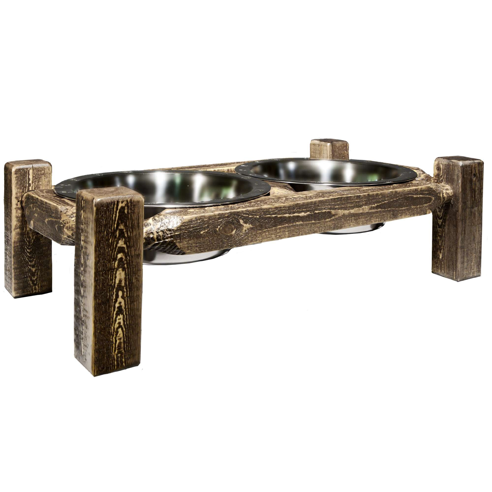 Homestead Collection Large Pet Feeder, Stain & Clear Lacquer Finish