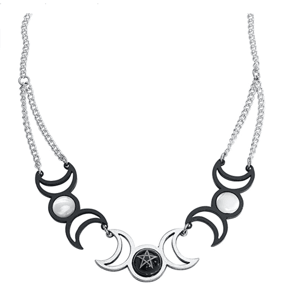 Alchemy of England Tres Lunae Moon Triple Goddess Pearl Pendant Necklace