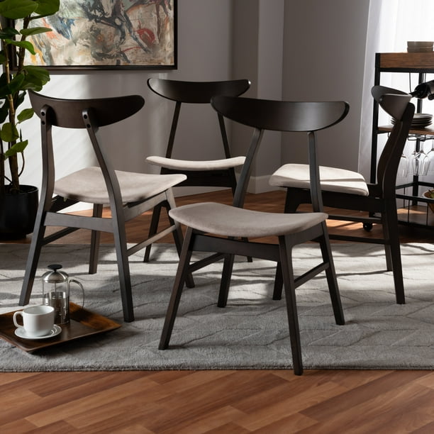 Baxton Studio Britte Mid Century Modern, Dark Oak Dining Chairs Set Of 4