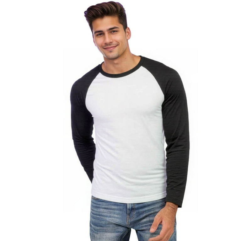 COUVER Men's Long Sleeve Raglan Cotton T-Shirt photo 3