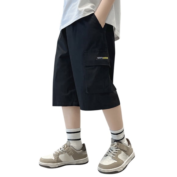 Pantalones cortos cargo elásticos REDARER para niño: pantalones cortos casuales para exteriores con 4 bolsillos, tejido de secado rápido, para tallas 14-15 años