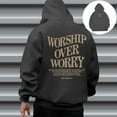 thumbnail image 4 of Christian Hoodies for Men 2025 Worship Over Worry Letter Graphic Hoodie with Pockets Hooded Sweatshirt Pullover Tops, 4 of 6