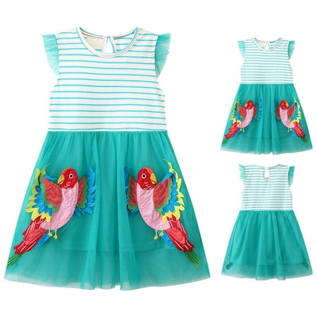 

PEASKJP Floral Dress for Girls Toddler Girls Short Sleeve Round Neckline A-Line Flowy Swing Printed Dress Mint Green 5 Years