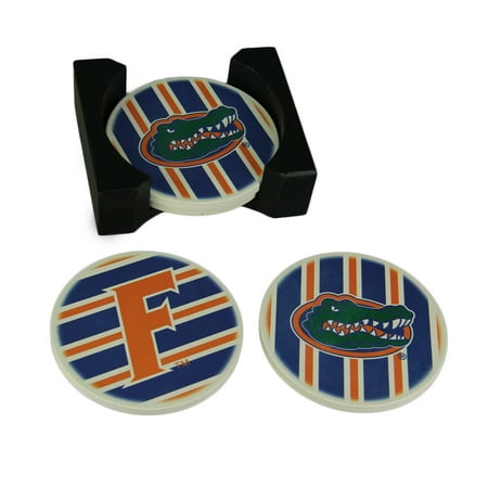 - University of Florida Gators 4 Piece Absorbent Coaster Set With Caddy