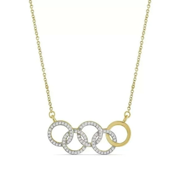 0.50CT Simulated Diamond 925 Silver Olympic Pendant 14k Yellow Gold Plated