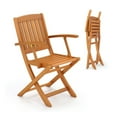 thumbnail image 2 of GVN Patio Wood Folding Chair Set of 2 with Armrests and Slatted Seat, 2 of 7
