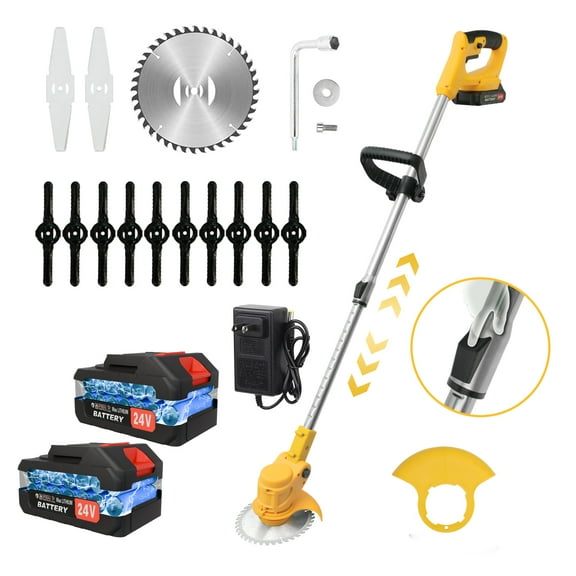 BAOKALER Electric Weed Wacker, Cordless Weed Trimmer with 2000MAH Batteries, 3 Types of Blades, Adjustable Length, Weed Eater Grass Trimmer/Edger/Brush Cutter for Lawn Yard