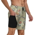 thumbnail image 3 of Picia Marine Sailing Badges pattern Mens Swim Trunks with Compression Liner Stretch Beach Shorts Quick Dry with Zipper Pockets No-Chafing Board Shorts-Small, 3 of 9