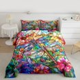 thumbnail image 2 of Feelyou Boho Dragonfly Kid Queen Comforter Set, Garden Flower Floral Bedding Set, 3pcs, 2 of 8