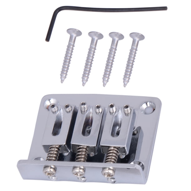 Montaje lines de puente de guitarra eléctrica de 3 cuerdas con 1 herramienta de de tornillos de 4 llaves Plata Yuyangstore Puente de guitarra eléctrica