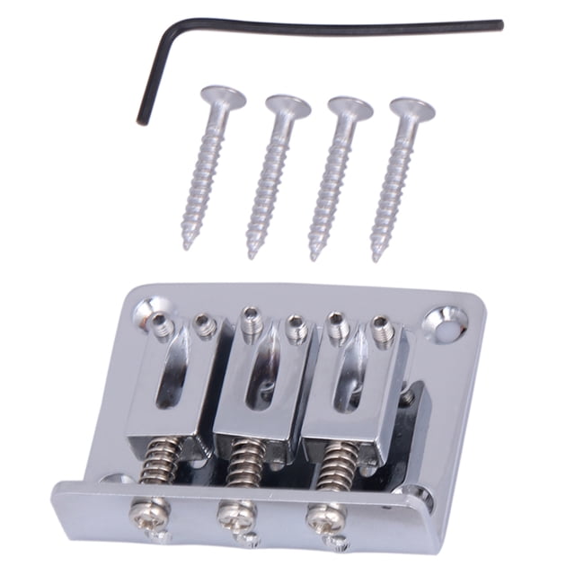 Montaje lines de puente de guitarra eléctrica de 3 cuerdas con 1 herramienta de de tornillos de 4 llaves Plata Yuyangstore Puente de guitarra eléctrica