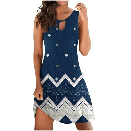 

YanHoo Women s Summer Dresses 2023 Boho Floral Print Beach Sleeveless Mini Dress Beach Tank Sundresses
