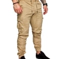 thumbnail image 1 of Pantalones joggers Greeniant para hombre con bolsillo en la cintura ajustables elásticos informales playa Caqui 3XL, 1 of 6