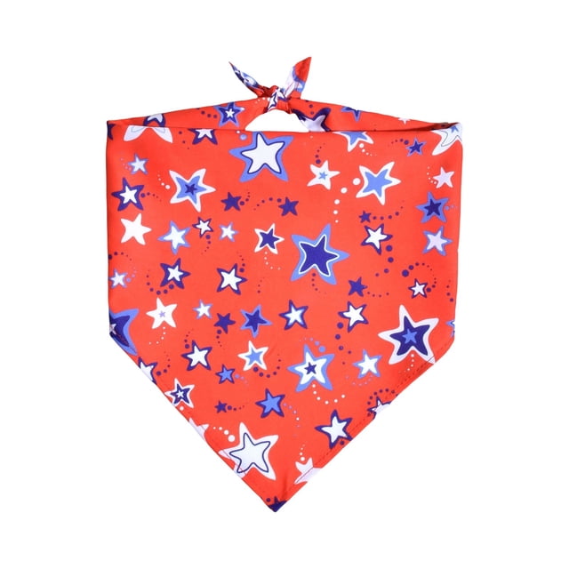 July Patriotic Pet Bandana Adjustable Washable Kerchief Triangle Scarf Bib For Memorial Independence Day Celebrations