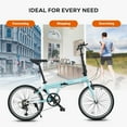 thumbnail image 6 of VIRIBUS 20" Adult Folding Bike 7 Speed City Commuter Bicycle with Self Locking Latch Mint, 6 of 13