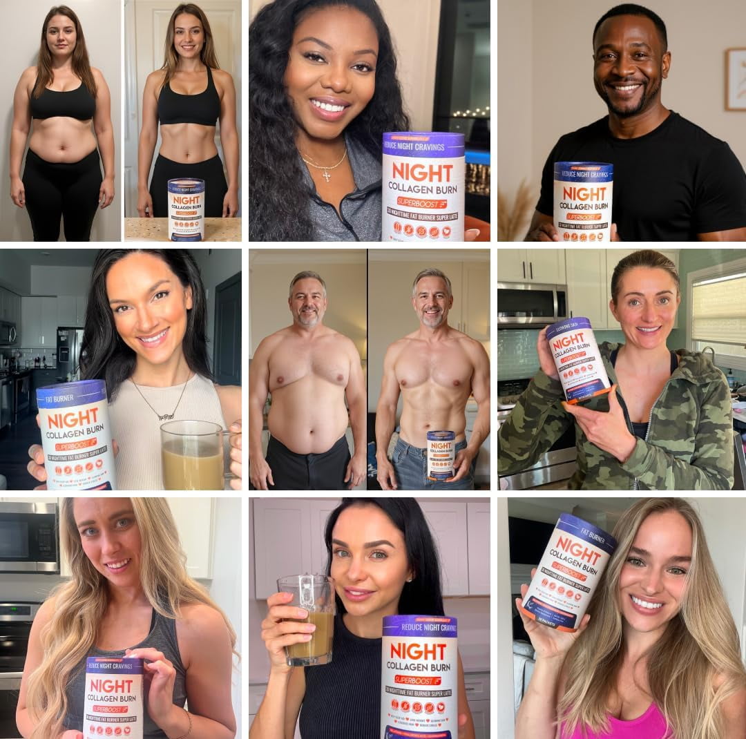 Night Collagen Burn - Weight Loss & Belly Fat Burner & Sleep Aid for Women & Men | Sleep Support for Bloating & Metabolism, Appetite Suppressant | Supports Skin, Hair, Nails & Joints | 30 Servings