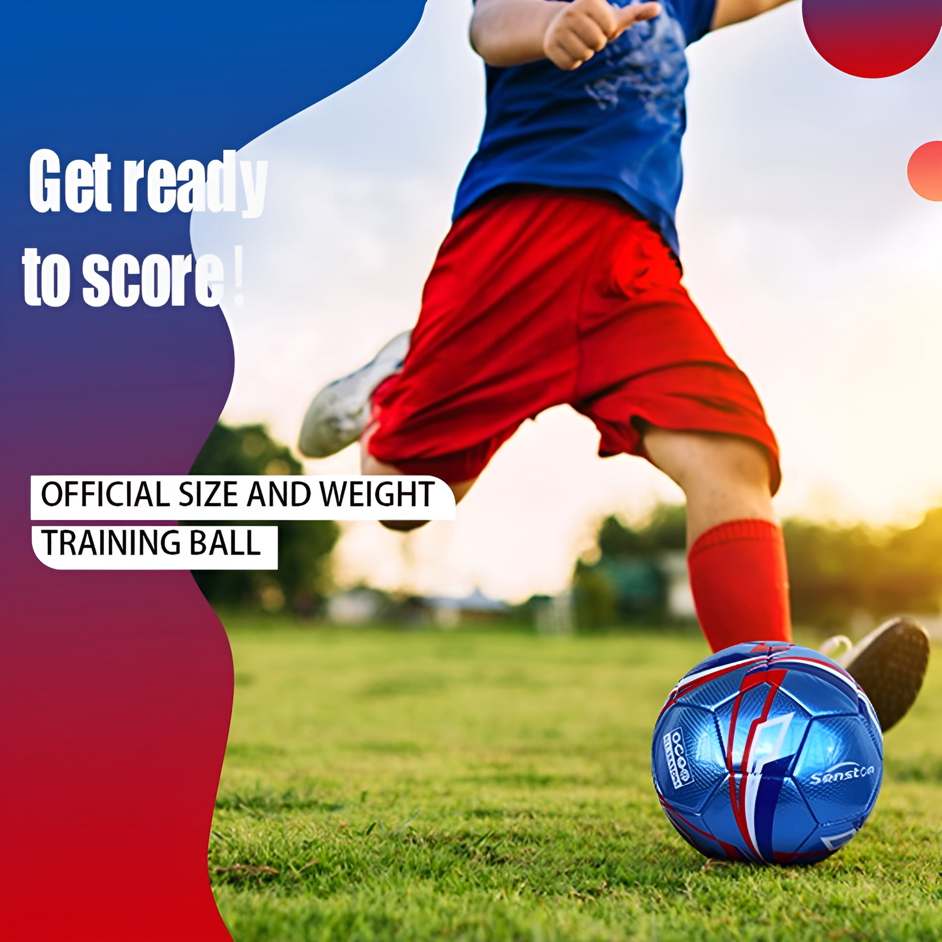 Senston Soccer Ball Training Ball Size 5 Official Match Ball blue Adults and Youth with Pump