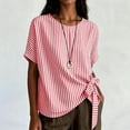 thumbnail image 6 of Annhoo Striped Blouses for Women Crew Neck Side Tie Knot Short Sleeve Top Loose Lightweight Comfy Beach Shirts, 6 of 7