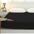 thumbnail image 2 of BEDDING BEGS Hotel Luxury 1 Piece Fitted Sheet Only-100% Egyptian Cotton, 1000 TC, 12" Deep Pocket-Black Solid, Twin Size, 2 of 6