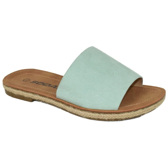 Soda Shoes Women Flip Flops Espadrille Slippers Slip On Sandals Slides Casual Peep Toe Beach EXOTIC-S Light Green Mint 6