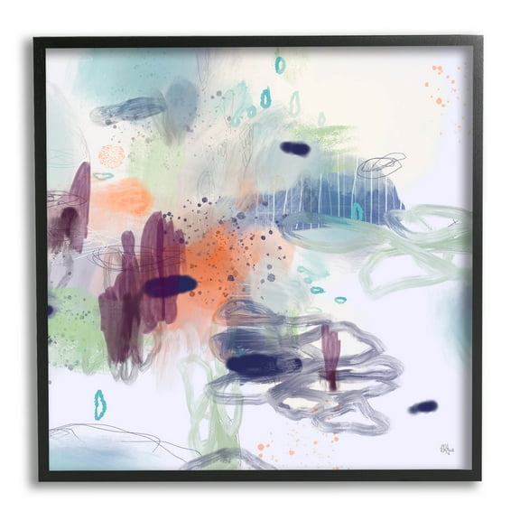 Stupell Industries Modern Busy Squiggle Shapes Graphic Art Black Framed Art Print Wall Art, Design by Lisa Ridgers