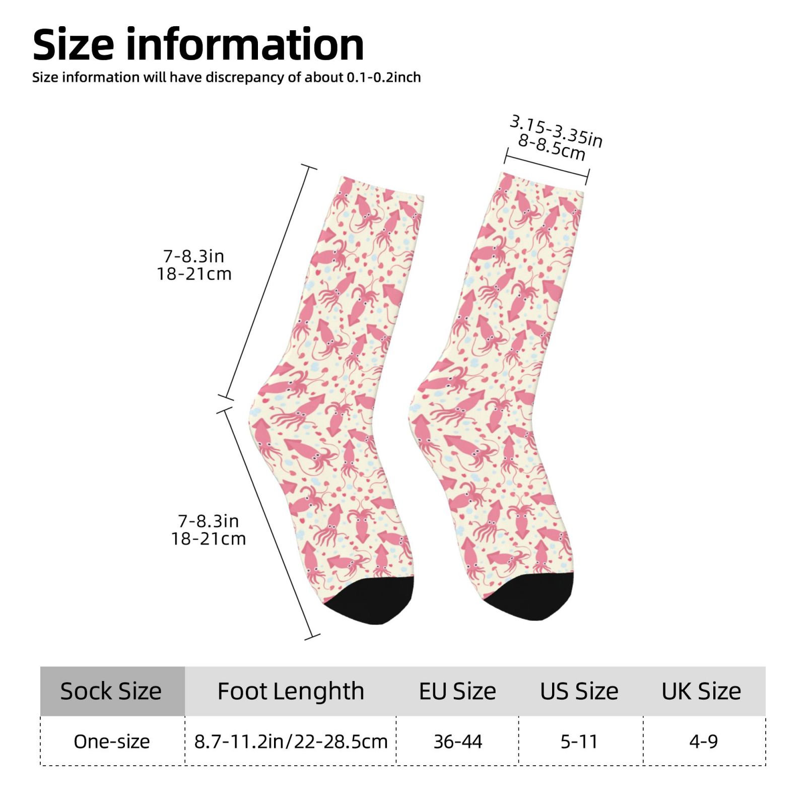 Adobk pink Octopus Print Adult Socks Crew Socks Athletic Tube Socks ...