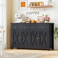 thumbnail image 3 of Homfa 55.1'' W Kitchen Buffet Storage Cabinet with Adjustable Shelves, 4-Doors 2-Drawers Sideboard Storage Cabinet, Black, 3 of 8