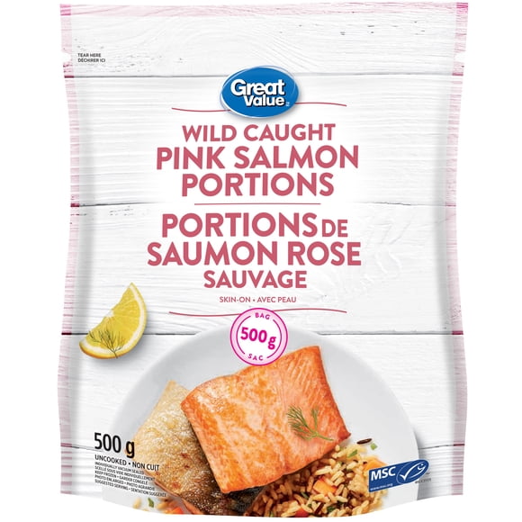 Great Value Wild Caught Pink Salmon Portions, 500 g