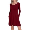 thumbnail image 3 of Aiyino Women Casual Swing Dresses Beach Cover up Loose Long Sleeve Midi Dress with Pocket, 3 of 6