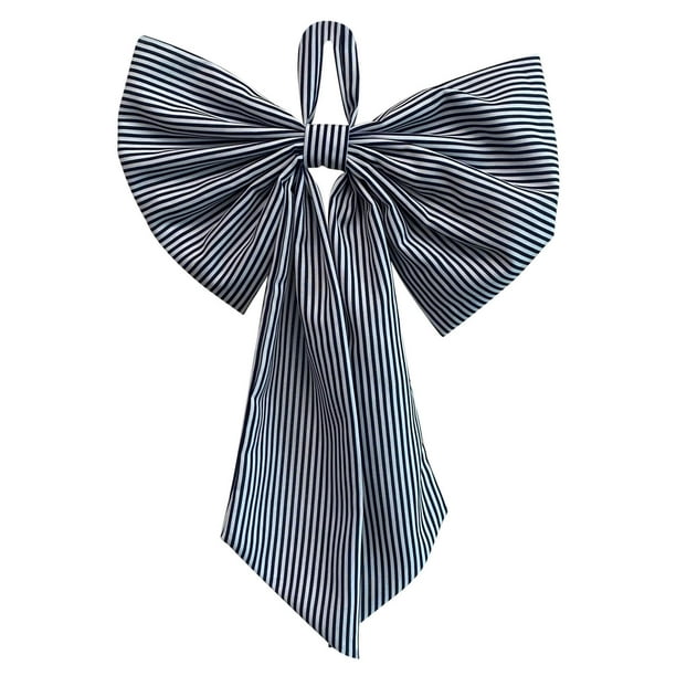 Adorno Navideño de Lazo Extragrande con Rayas a Cuadros, 40 Cm, con Cinta de Poliéster con Alambre | Guirnalda Extragrande para Árbol de Navidad | Decoración Reutilizable para Interiores y Exteriores