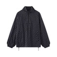 thumbnail image 7 of LumiAtelier Ladies Soft Knit Polka Dot Pullover Half Zip Stand Collar Long Sleeve Windproof Cuff Sweatshirt For Fall Winter Daily Outing, 7 of 7