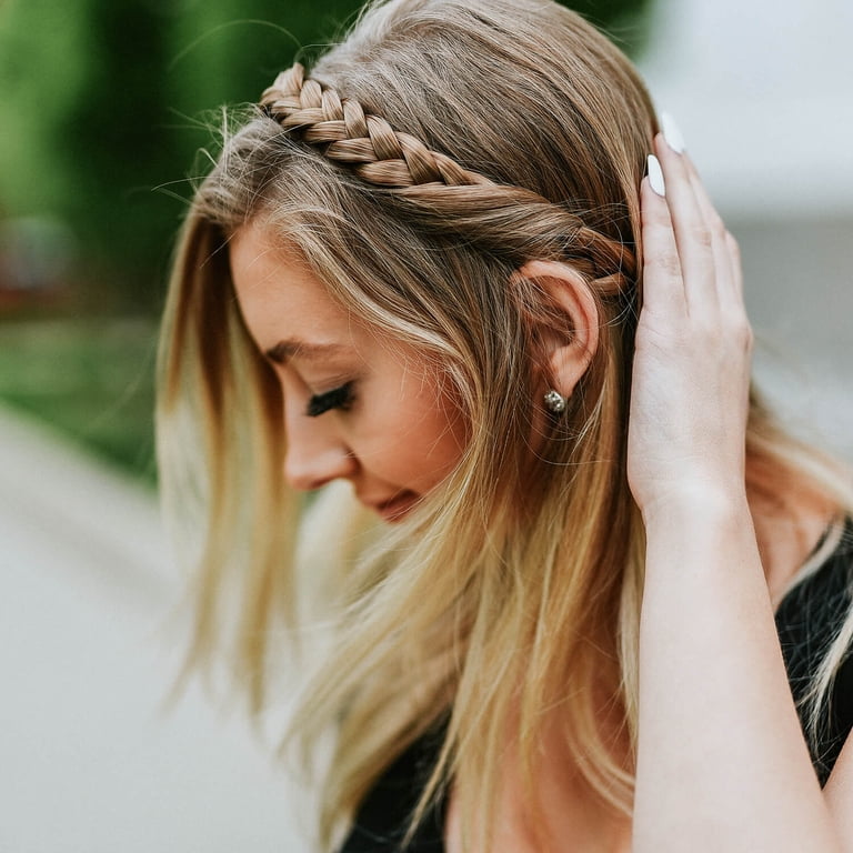 Synthetic Hair Braided Headband Hairpiece Extension Adjustable Strap Amazon.com : DIGUAN Thick Wide 2 Strands Synthetic Hair  main image 2