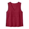 thumbnail image 3 of Ladies' Casual Summer Cotton Linen V Neck Vest Sleeveless Loose Fashion Tops Lightweight Breathable Daily Wear Outfit by Yigetop Red XXL, 3 of 6