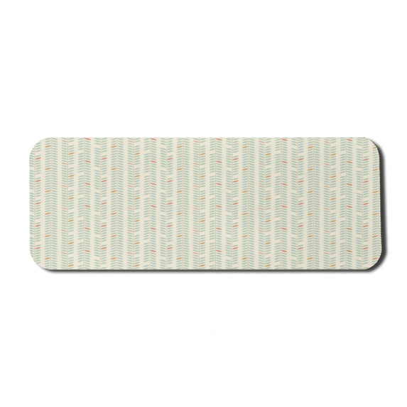Modern Computer Mouse Pad, Pastel Themed Pattern of Grunge Leaves Symmetric Vertical Branches, Rectangle Non-Slip Rubber Mousepad Large, 31" x 12" Gaming Size, Champagne and Pale Teal, by Ambesonne