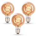 thumbnail image 1 of Bombillas LED CROWN E27 vintage de vidrio blanco cálido, paquete de 3, 1 of 7