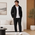 thumbnail image 3 of Men's French Terry Hoodie Jogger Set Modern Fit Full Zip Tracksuit Casual Athleisure 2 Piece Sweatsuit, 3 of 5