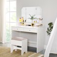 thumbnail image 2 of VASAGLE Vanity Desk, Makeup Vanity, Vanity Table with Tri-Fold Mirror, 2 Drawers and 3 Open Compartments, Dressing Table, Modern Style, White, 2 of 6