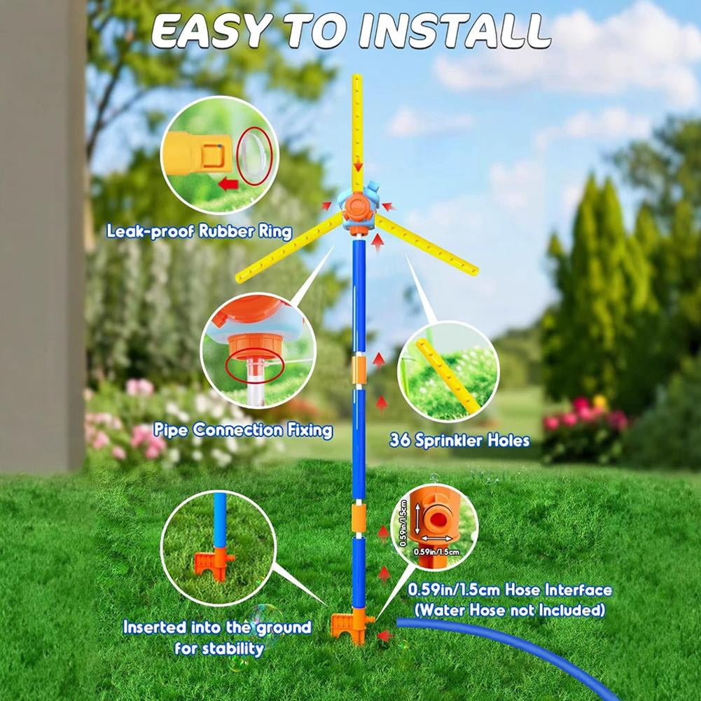 Water Windmill, Windmill Water Sprinkler, 2026 New 360 Water Toy with 3 Blades & Nozzles, Automatic Rotating Water Toys, Water Sprinkler Outdoor Yard Toy for Boys Girls Dogs