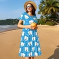 thumbnail image 4 of Easygdp Cute Polar Bear para Vestido Transpirable de Mujer, Vestido Suelto de Manga Corta con Pliegues y Bolsillos para el Verano, 4 of 6