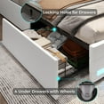 thumbnail image 5 of Amuzer Queen Size Bed Frame with USB, Upholstered Platform Bed Frame with Drawers and LED Lights, White, 5 of 8