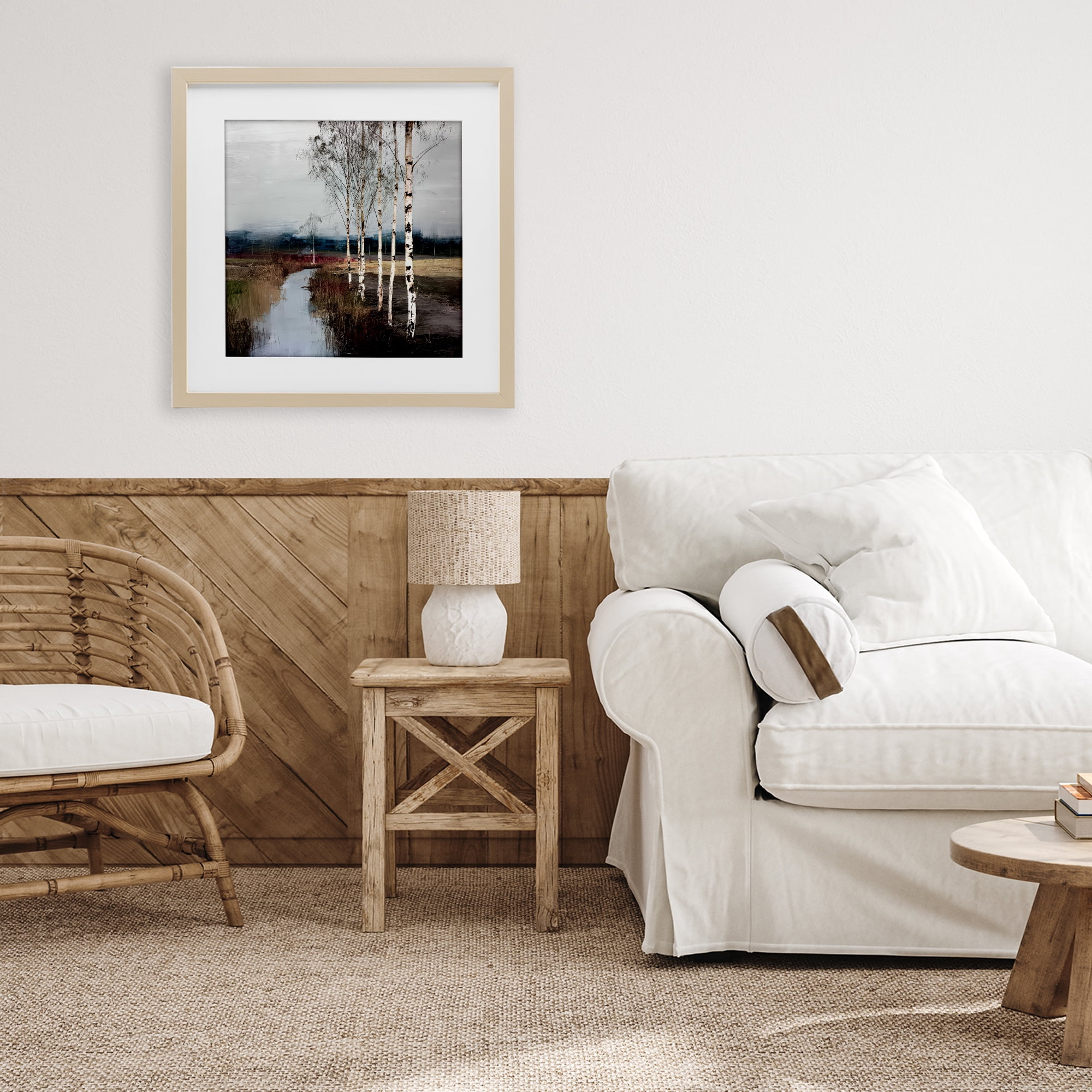 Stupell Industries Birch Creek River Birch Framed Print Under Glass, design by Kim Curinga