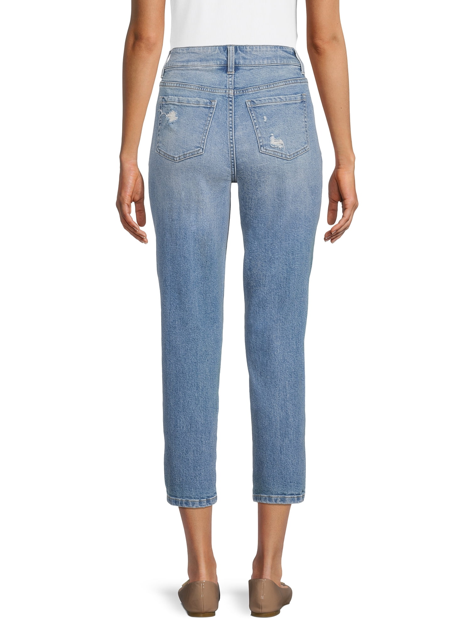 Time and Tru Women's High Rise Slim Boyfriend Crop Jeans