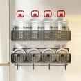 thumbnail image 6 of Wall Mount Storage Basket,Metal Grid Hanging Shelf with Bottom Hooks for Office Kitchen Entryway,Black, 6 of 6