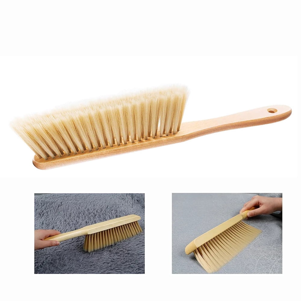 Smileol Hand Broom Cleaning Brushes with Wooden Handle-Soft Bristles Dusting Brush for Cleaning Car/Bed/Couch/Draft/Garden/Furniture/Clothes 2Packs
