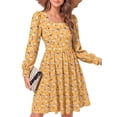 thumbnail image 5 of UVN Dresses for Women Fall Long Sleeve Square Neck Dress Boho Floral Print Midi Dresses with Pockets, 5 of 11