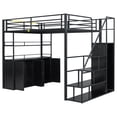 thumbnail image 5 of Full Size Loft Bed with Staircase and Wardrobe, Metal Full Loft Bed Frame with Storage Shelves and Lockers, No Box Spring Needed, Black, 5 of 9