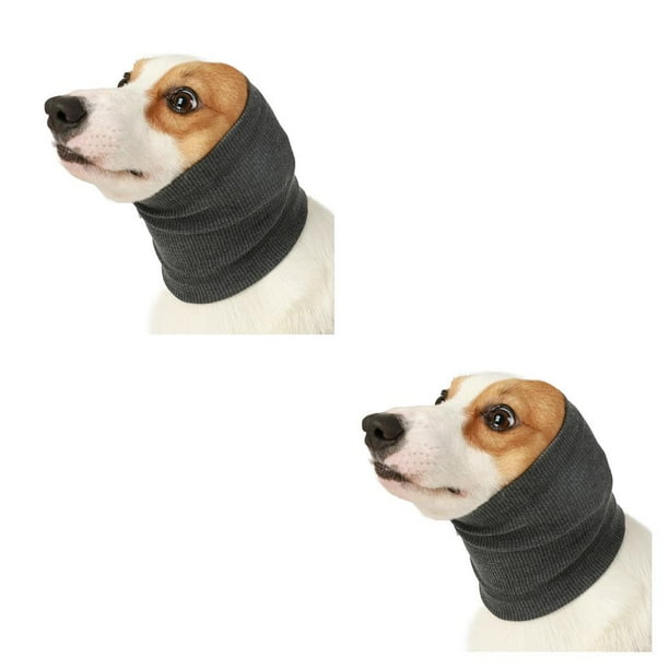 Greeniant Alivio de la ansiedad Sudadera con capucha para mascotas Orejas Estiramiento de invierno Reducción de ruido Funda cálida Manga Gris L 2piezas